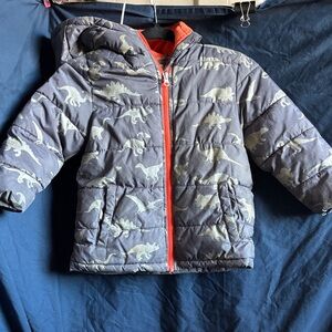 Wonder Nation Gray Dinosaur Puffer Jacket Sz 5T
